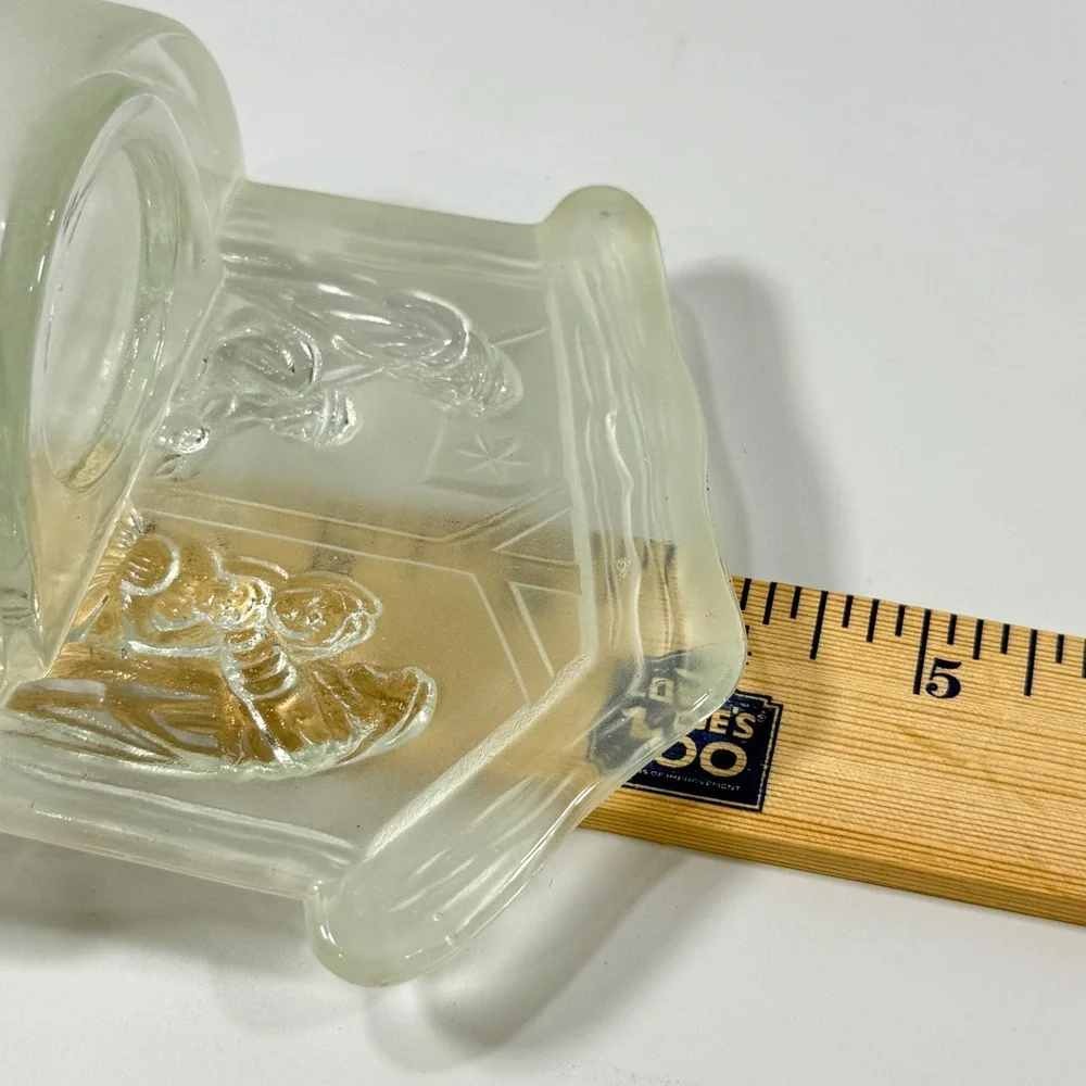 VTG Nativity Scene Votive Holder Frosted Glass Christmas Religious‎ Decor Small